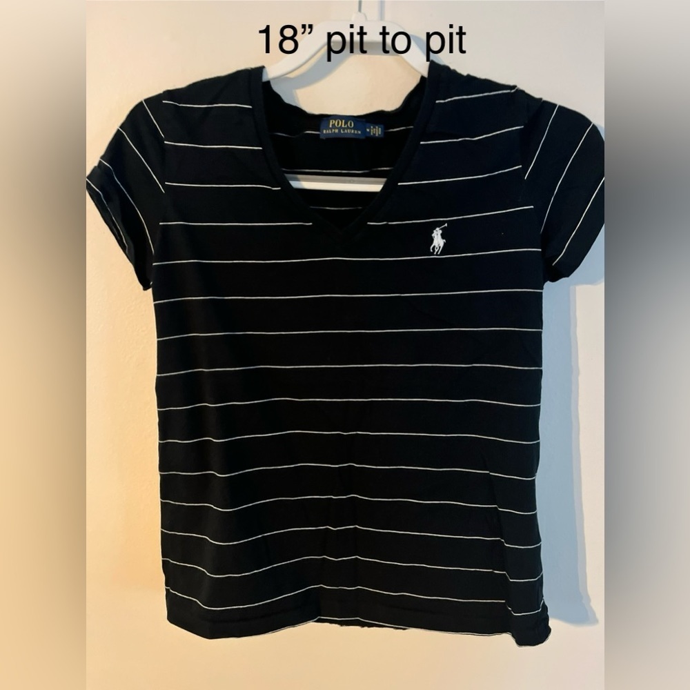 Polo Ralph Lauren size Medium womenโs polo black/white stripe